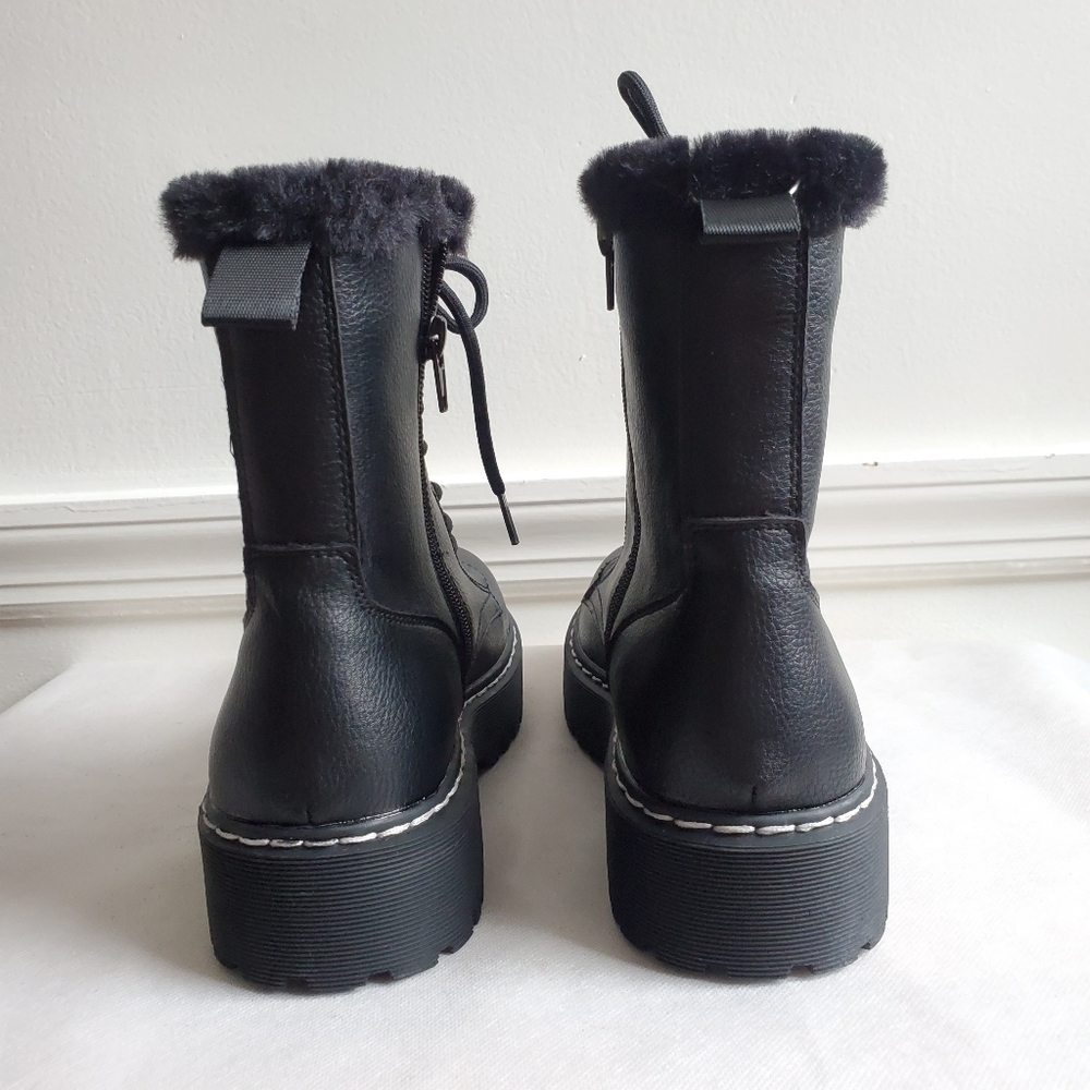 NWT Sincerely Jules Happening Faux Fur Lined Combats Boots In Black Size 8.5 - Picture 6 of 10